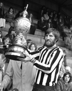 Steve Page with the Harwich Charity Football cup, 1973