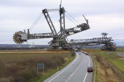 Bucketwheel excavator 288 crossing the road