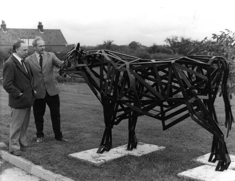 Rintoul Booth and Graham Boatfield with the Otley College bull