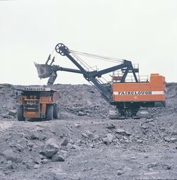 RB 195-B cable shovel and Unit Rig Lectra Haul M100 dump truck