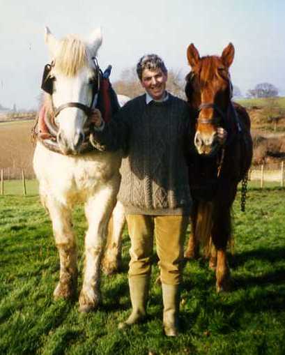 Paul Heiney with working horses in 1993